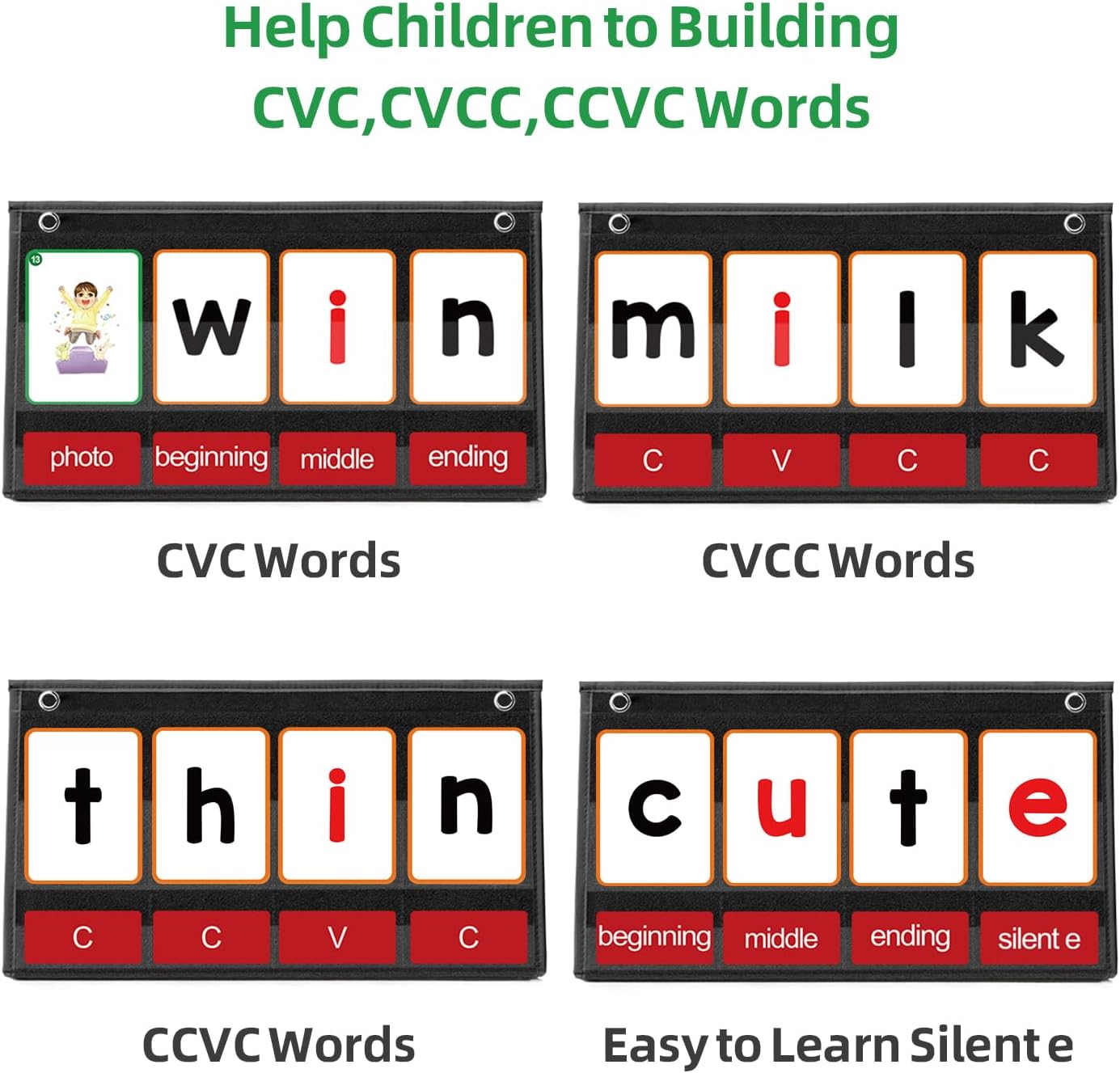CVC Word Building Pocket Chart - Phonics Card Game review and price